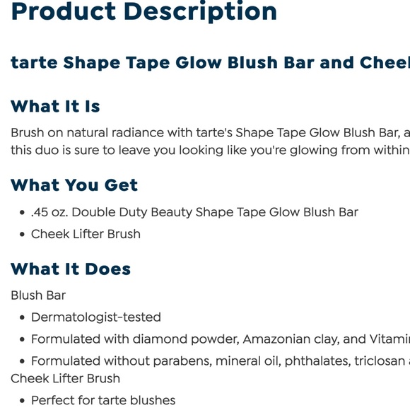 tarte Shape Tape Glow Blush Bar (Rose) w/ Brush- NIB - Picture 10 of 16